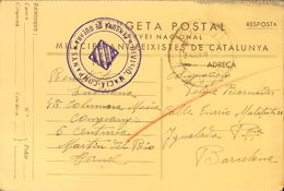 Sobre . 1937. Tarjeta Postal Del SERVEI NACIONAL MILICIES ANTIFEIXISTES DE CATALUNYA De MARTIN DEL RIO (TERUEL) A BARCEL - Autres & Non Classés