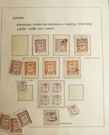 */º. (1936ca). Interesante Colección De Sellos Locales Benéficos De La Provincia De León, Montado En Hojas De Exposición - Andere & Zonder Classificatie