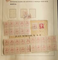 */º. (1936ca). Interesante Colección De Sellos Locales Benéficos De La Provincia De Murcia, Montado En Hojas De Exposici - Autres & Non Classés