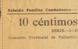 (*). 1937. 5 Cts Negro Y 10 Cts Negro. VALLADOLID. SUBSIDIO FAMILIAS COMBATIENTES. MAGNIFICOS. (Allepuz 20/21) - Otros & Sin Clasificación