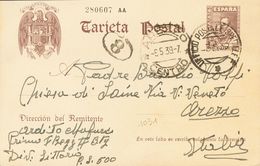 Sobre EP83. 1939. 20 Cts Castaño Sobre Tarjeta Entero Postal Dirigida A AREZZO (ITALIA). Matasello UFFICIO POSTALE SPECI - Autres & Non Classés