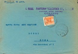 Sobre . 1938. Dirigida A ROMA (ITALIA). Marca I REGG. FANTERIA "VOLONTARI DEL LITTORIO" / (ONORE NON ONORI) / COMANDO, E - Autres & Non Classés