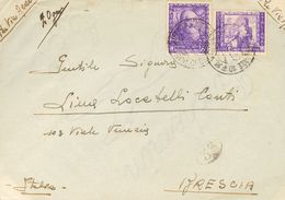 Sobre . 1939. 50 Cts Y 1 Lira De Italia (conmemorativos). SARIÑENA (HUESCA) (carta Con Texto) A BRESCIA (ITALIA). Matase - Sonstige & Ohne Zuordnung