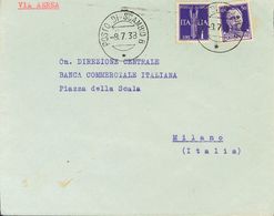 Sobre . 1938. 50 Cts Y 1 Lira De Italia. BURGOS A MILAN (ITALIA). Matasello POSTO DI SCAMBIO B, Al Dorso Viñeta RICORDAT - Other & Unclassified