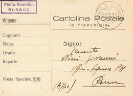 Sobre . 1938. Tarjeta Postal De La Posta Speciale 500 Dirigida A ROMA. Fechador POSTO DI SCAMBIO 8 Y Marca Rectangular P - Other & Unclassified