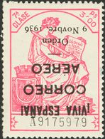 *21hi, 22hi, 22hcci. 1936. 1'50 Pts, 3 Pts, Dos Valores (sobrecarga En Azul Y En Negro). Variedad SOBRECARGA INVERTIDA.  - Sonstige & Ohne Zuordnung