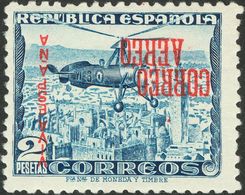 **61hi. 1937. 2 Pts Azul. Variedad SOBRECARGA INVERTIDA, En Rojo. MAGNIFICO. - Altri & Non Classificati