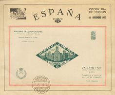 º18. 1937. Hoja Bloque SIN DENTAR, Sobre Documento De Primer Día De Emisión. MAGNIFICA. Edifil 2019: 270 Euros - Andere & Zonder Classificatie