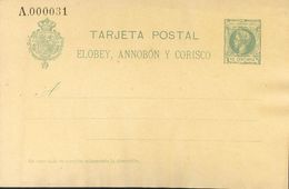 (*)EP3, EP4. 1905. 10 Cts Verde Sobre Tarjeta Entero Postal (arruguitas) Y 10 Cts+10 Cts Verde Sobre Tarjeta Entero Post - Annobon & Corisco