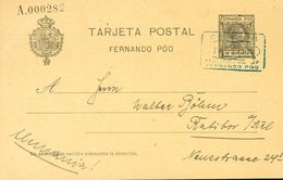 Sobre EP21. 1910. 10 Cts Verde Negro Sobre Tarjeta Entero Postal De FERNANDO POO A ALEMANIA (sin Llegada). MAGNIFICA. Ed - Altri & Non Classificati