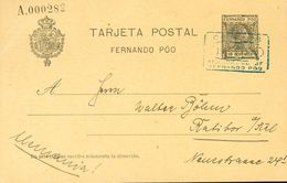 Sobre EP21. 1910. 10 Cts Verde Negro Sobre Tarjeta Entero Postal De FERNANDO POO A ALEMANIA (sin Llegada). MAGNIFICA. Ed - Other & Unclassified