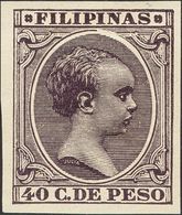 *129s. 1896. 40 Ctvos Violeta Oscuro. SIN DENTAR. MAGNIFICO Y RARO. - Philippinen
