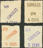 */º. 1898. Interesante Conjunto De Diez Sellos Sobrecargados Sobre Bordes De Hoja Por El Gobierno Revolucionario (Estado - Philippines