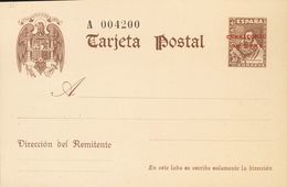 (*)EP1. 1941. 20 Cts Castaño Sobre Tarjeta Entero Postal. MAGNIFICA Y RARA. Edifil 2019: 460 Euros - Autres & Non Classés