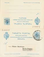 Sobre EP18. 1924. 25 Cts+25 Cts Azul Sobre Tarjeta Entero Postal, De Ida Y Vuelta, La Ida Circulada De TETUAN A BERLIN ( - Autres & Non Classés