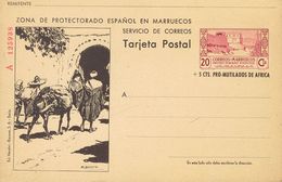 (*)EP51. 1944. 20 Cts+5 Cts Lila Y Negro Sobre Tarjeta Entero Postal (Serie A, Tipo III). MAGNIFICA Y RARA. Edifil 2019: - Otros & Sin Clasificación