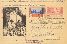 Sobre EP63, 262. 1948. 20 Cts+5 Cts Lila Y Negro Sobre Tarjeta Entero Postal (Serie A, Tipo IV) De TETUAN A CEUTA, Con F - Otros & Sin Clasificación