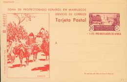 (*)EP77. 1944. 20 Cts+5 Cts Lila Y Rojo Sobre Tarjeta Entero Postal (Serie B). MAGNIFICA Y RARA. Edifil 2019: 295 Euros - Autres & Non Classés