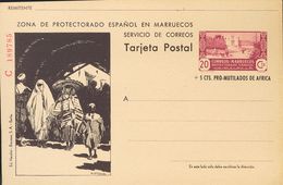 (*)EP87. 1944. 20 Cts+5 Cts Lila Y Negro Sobre Tarjeta Entero Postal (Serie C). MAGNIFICA Y RARA. Edifil 2019: 295 Euros - Andere & Zonder Classificatie