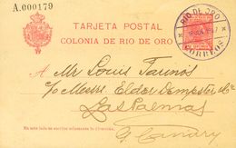 Sobre EP3. 1907. 10 Cts Rosa Sobre Tarjeta Entero Postal De RIO DE ORO A LAS PALMAS. Matasello RIO DE ORO / CORREOS. MAG - Andere & Zonder Classificatie