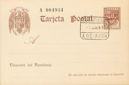 ºEP1. 1941. 20 Cts Castaño Sobre Tarjeta Entero Postal. Matasello CERTIFICADO / A.O.E.-AAIUN. MAGNIFICA. Edifil 2019: 15 - Otros & Sin Clasificación