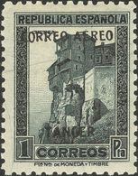 *110hcc. 1939. 1 Pts Pizarra. Variedad CAMBIO DE COLOR DE LA SOBRECARGA, En Negro. MAGNIFICO. Edifil 2013: 41 Euros - Marocco Spagnolo