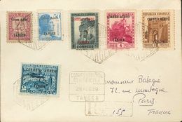 Sobre 108/13. 1939. Serie Completa. Certificado De TANGER A PARIS (FRANCIA). Al Dorso Llegada. MAGNIFICA. - Marocco Spagnolo