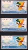 BRAZIL  Nº SE22/24  - GOLDEN PARAKEET  -  ARARAJUBAS 3v -  2001  -  MINT - Automatenmarken (Frama)