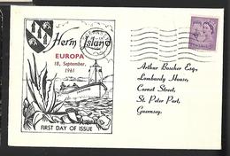 HERM ISLAND, EUROPA 18. SEP. 1961, Timbres Locaux Au Dos ,oblitération Guernesey - 1961