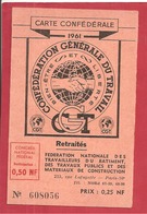 CARTE CGT  1961 - Sindacati
