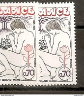 VARIETE  1845 ** TB VIOLET AU LIEU LILAS + FLEUR BLANCHE AU LIEU ROUGE + CHEVEUX NOIR CLAIRSEME + FRANCE ROUGE OU ORANGE - Unused Stamps