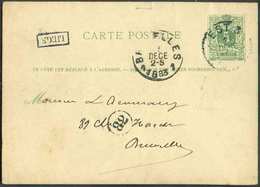 E.P. Carte 5 Centimes Vert, Obl. Sc Ambulant EST 3 Du 15 Déc. 1883 + Griffe LIEGE Vers Bruxelles. - 13427 - Ambulanti