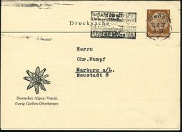 GIESSEN 1/ A/ Besucht D.alte/ Universitätsstadt 1939 (2.4.) MWSt Auf Dekorativer Klapp-Karte: Deutscher Alpen-Verein.. ( - Zonder Classificatie