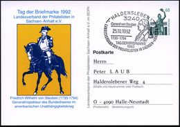 3240 HALDENSLEBEN 1/ General V.Steuben/ 1730-1794/ TAG DER BRIEFMARKE.. 1992 (25.10.) SSt = Brustbild General Von Steube - Otros & Sin Clasificación