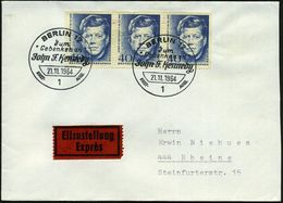 BERLIN 1964 (21.11.) 40 Pf. "1. Todestag John F. Kennedy", Reine MeF: 3er-Streifen + ET-SSt.: 1 BERLIN 12 , Klar Gest. I - Altri & Non Classificati