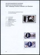 B.R.D. 1994 (Sept.) 100 Pf. "200. Todestag F.W.von Steuben", 30 Verschied. Color-Entwürfe Der Bundesdruckerei Auf 3 Entw - Autres & Non Classés