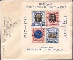 GUATEMALA 1938 (10.1.) "150 Jahre US-Verfassung" Gez. Block G. Washington / Roosevelt (wie EF U.a. Rs.) + Viol. ET-SSt., - Autres & Non Classés