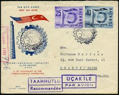 TÜRKEI 1957 (1.7.) "10 Jahre Türkisch-Amerikan. Cooperation", Kompl. Satz (Flaggen Etc.) Ua. Rs., SSt.: ISTANBUL + Viol. - Otros & Sin Clasificación