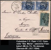 U.S.A. 1984 (18.7.) 1 C. "Columbus-Jubiläum". Waager. Paar U. 3 C. Columnbus Segelschiff "Sta. Maria", Satzreine Frankat - Sonstige & Ohne Zuordnung