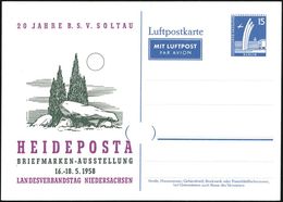 Soltau 1958 PP 15 Pf. Luftbrücke, Blau: HEIDEPOSTA.. = Dolmengrab (prähist. Steingrab) Ungebr. (Berlin Mi.PP 19/6) - Alt - Vor- Und Frühgeschichte