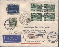 SCHWEDEN 1935 (20.3.) 1K-BPA: SJÖPOSTEXPEDITION 70/M-S/GRIPSHOLM = Pyramide / Sphinx Als AS + 1K: STOCKHOLM/ *LUFTPOST*, - Egyptologie