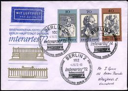 102 BERLIN 2/ Interartes'72... 1972 (4.10.) SSt = Pergamon-Altar (Berliner Museumsinsel) 3x Auf Kompl. Satz Dürer, Klar  - Archeologia