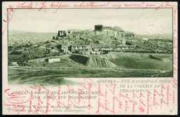 GRIECHENLAND 1902 (21.12.) 10 L. + 10 L. BiP Hermes, Rot + Blinddruck:  Athen, Blick Auf Die Akropolis , 1K: Athen, Ausl - Archeologie