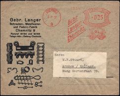 CHEMNITZ/ 9/ Gebr./ Langer 1937 (Juli) Seltener AFS-Typ 025 Pf. = 2 Kräfte Messende Titanen (auf 2 Globen) Reklame-Ausl. - Mythology