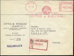 ITALIEN 1956 (13.4.) AFS: ROMA/SPEDIZIONI../OTTO & ROSONI = Hermes Bewegt Globus (oben Kl. Rißchen) Roter R-Paginier-Ste - Mythologie