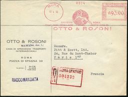 ITALIEN 1956 (13.4.) AFS: ROMA/SPEDIZIONI../OTTO & ROSONI = Hermes Bewegt Globus (oben Kl. Rißchen) Roter R-Paginier-Ste - Mythology