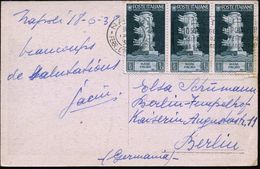 ITALIEN 1938 (18.6.) 10 C. Augustus, Reine MeF, 3 Stück = Mare Pacavi (Schiffsschnäbel) Sauber Gest. Ausl.-Ak.  (Mi.576  - Archeologie