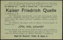 HANNOVER/ *1cc 1900 (11.9.) 1K-Gitter Auf Orts-P 2 Pf. "Reichspost", Grau + Rs. Zudruck: Kaiser Friedrich Quelle.. "Cito - Sonstige & Ohne Zuordnung