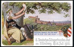 Nürnberg 1912 PP 5 Pf. Luitpold, Grün: 8. Deutsches Sängerbundes-Fest.. 1912 = Germane Mit Met-Horn, Lyra, Eiche, Alt-Nü - Archäologie