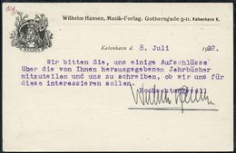 DÄNEMARK 1922 (1.11.) Reklame-PP 15 Ö. + 10 Öre Christian X.: Wilhelm Hansen, Musik-Forlag.. = Wikinger Mit Lure U. Flüg - Otros & Sin Clasificación